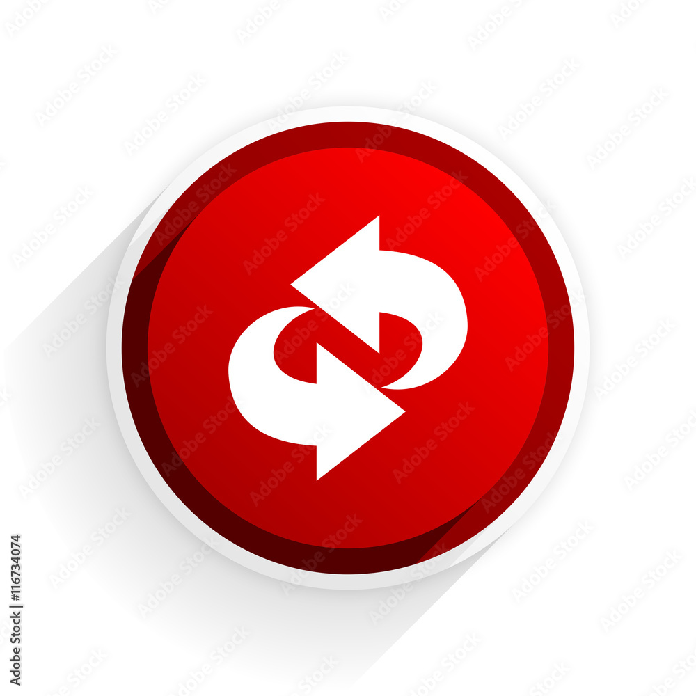 rotation flat icon with shadow on white background, red modern design web element rotation flat icon with shadow on white background, red modern design web element