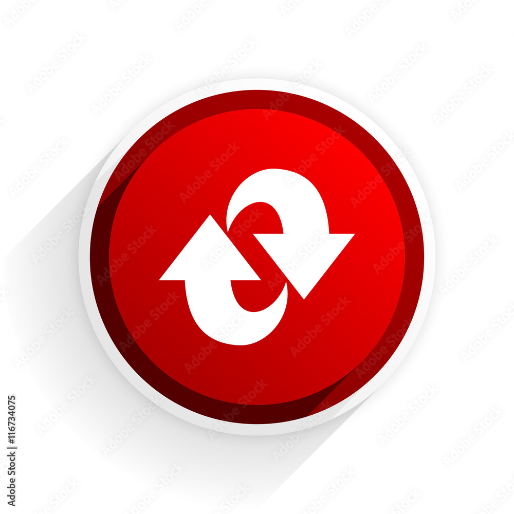 rotation flat icon with shadow on white background, red modern design web element rotation flat icon with shadow on white background, red modern design web element