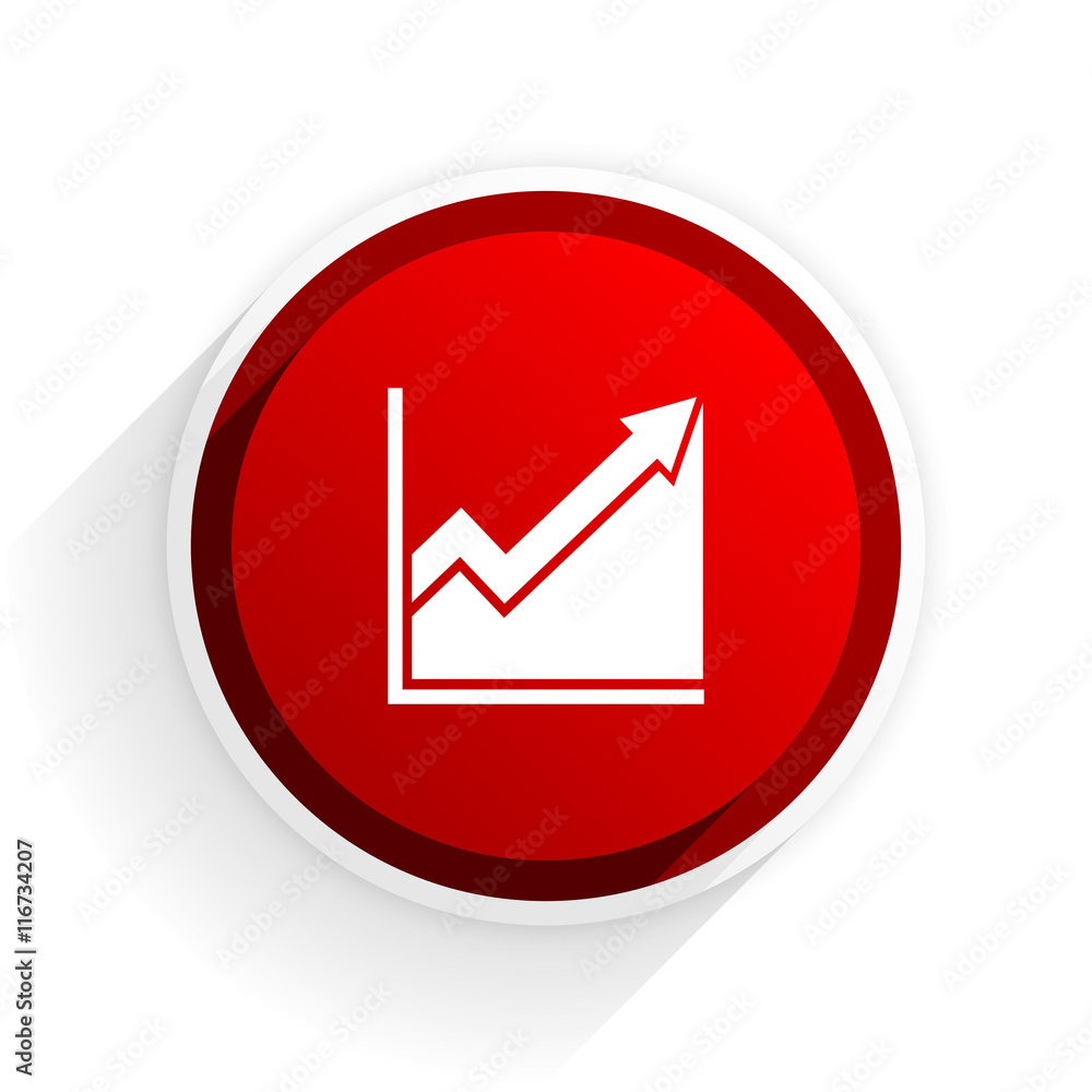 histogram flat icon with shadow on white background, red modern design web element histogram flat icon with shadow on white background, red modern design web element
