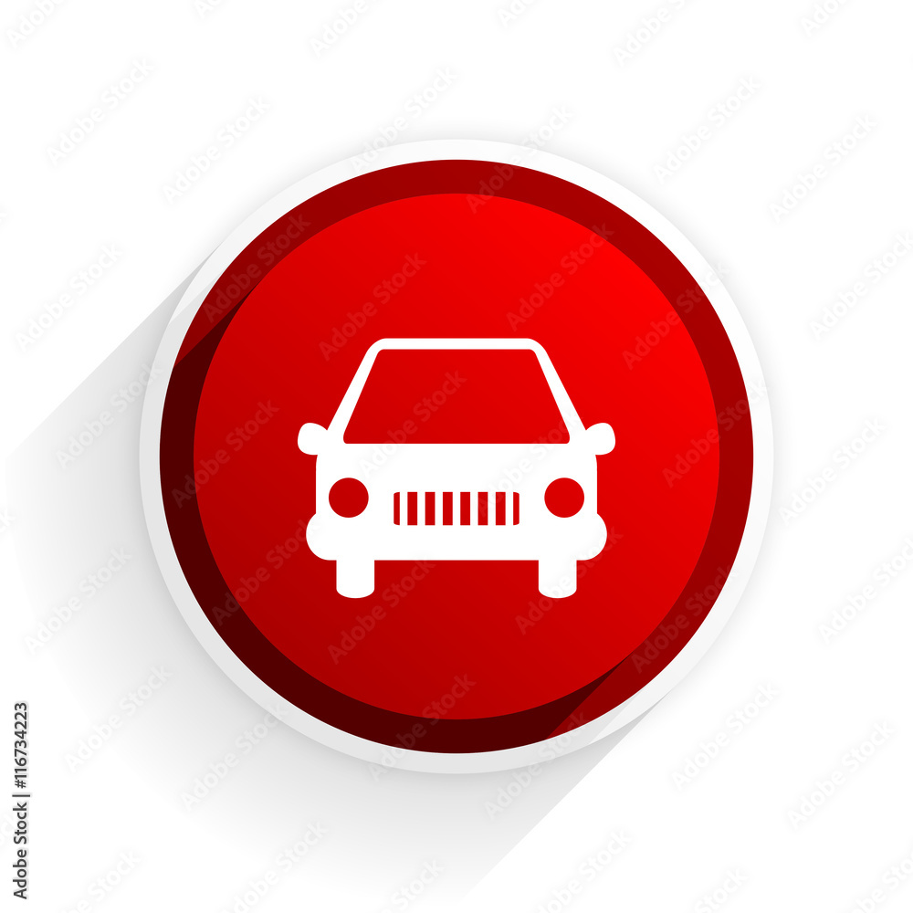 car flat icon with shadow on white background, red modern design web element car flat icon with shadow on white background, red modern design web element