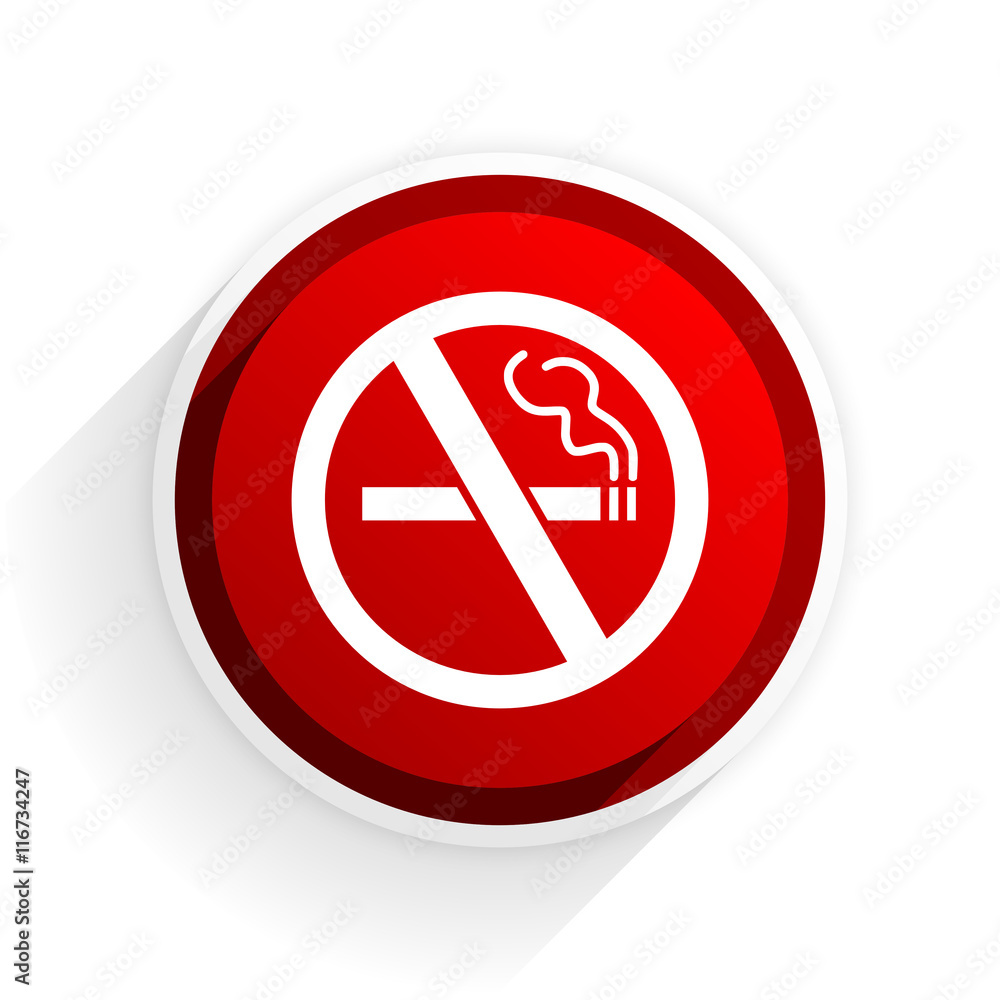 no smoking flat icon with shadow on white background, red modern design web element no smoking flat icon with shadow on white background, red modern design web element