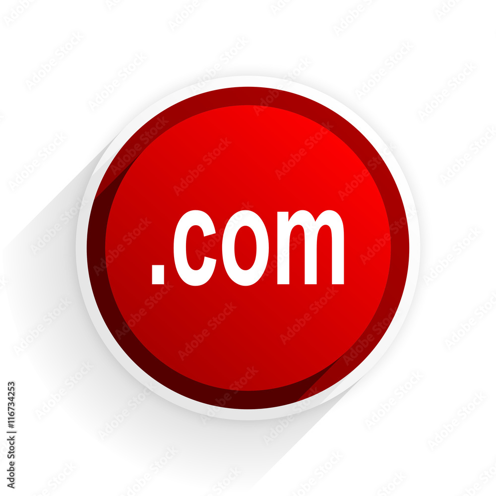 com flat icon with shadow on white background, red modern design web element com flat icon with shadow on white background, red modern design web element