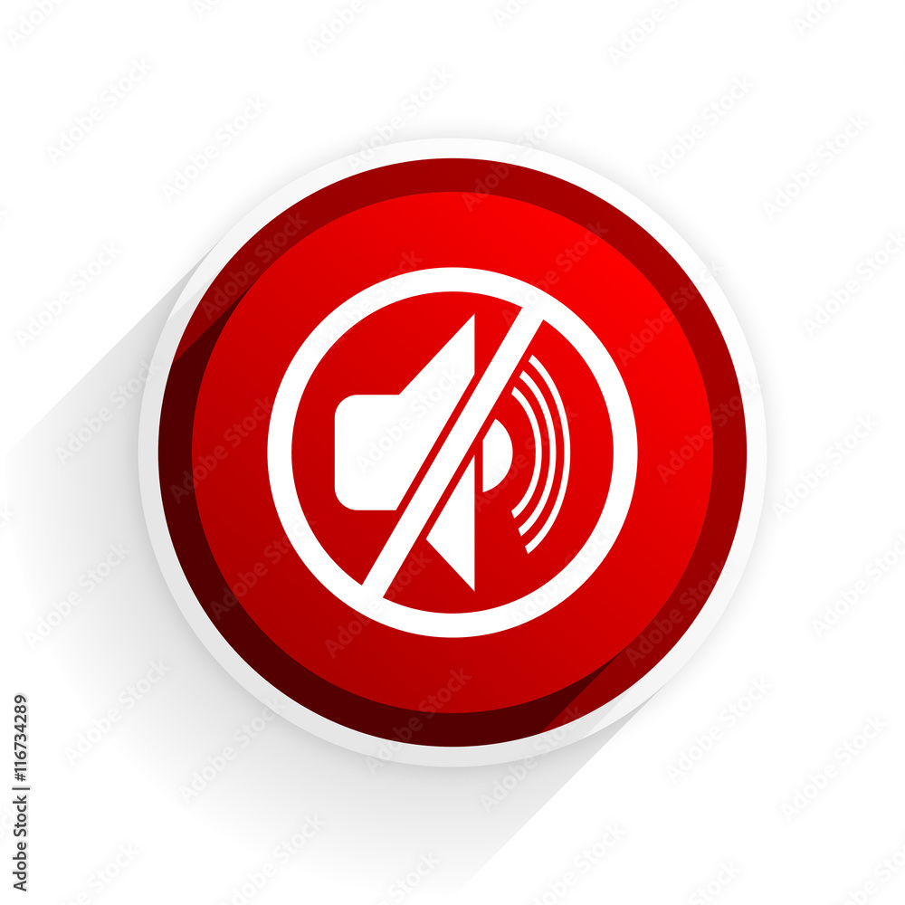 mute flat icon with shadow on white background, red modern design web element mute flat icon with shadow on white background, red modern design web element