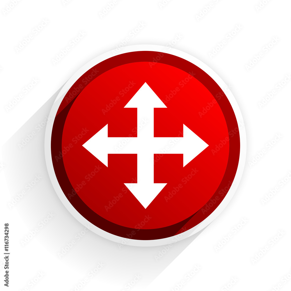 arrow flat icon with shadow on white background, red modern design web element arrow flat icon with shadow on white background, red modern design web element