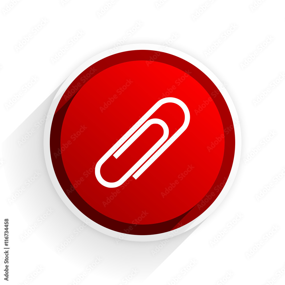 paperclip flat icon with shadow on white background, red modern design web element paperclip flat icon with shadow on white background, red modern design web element