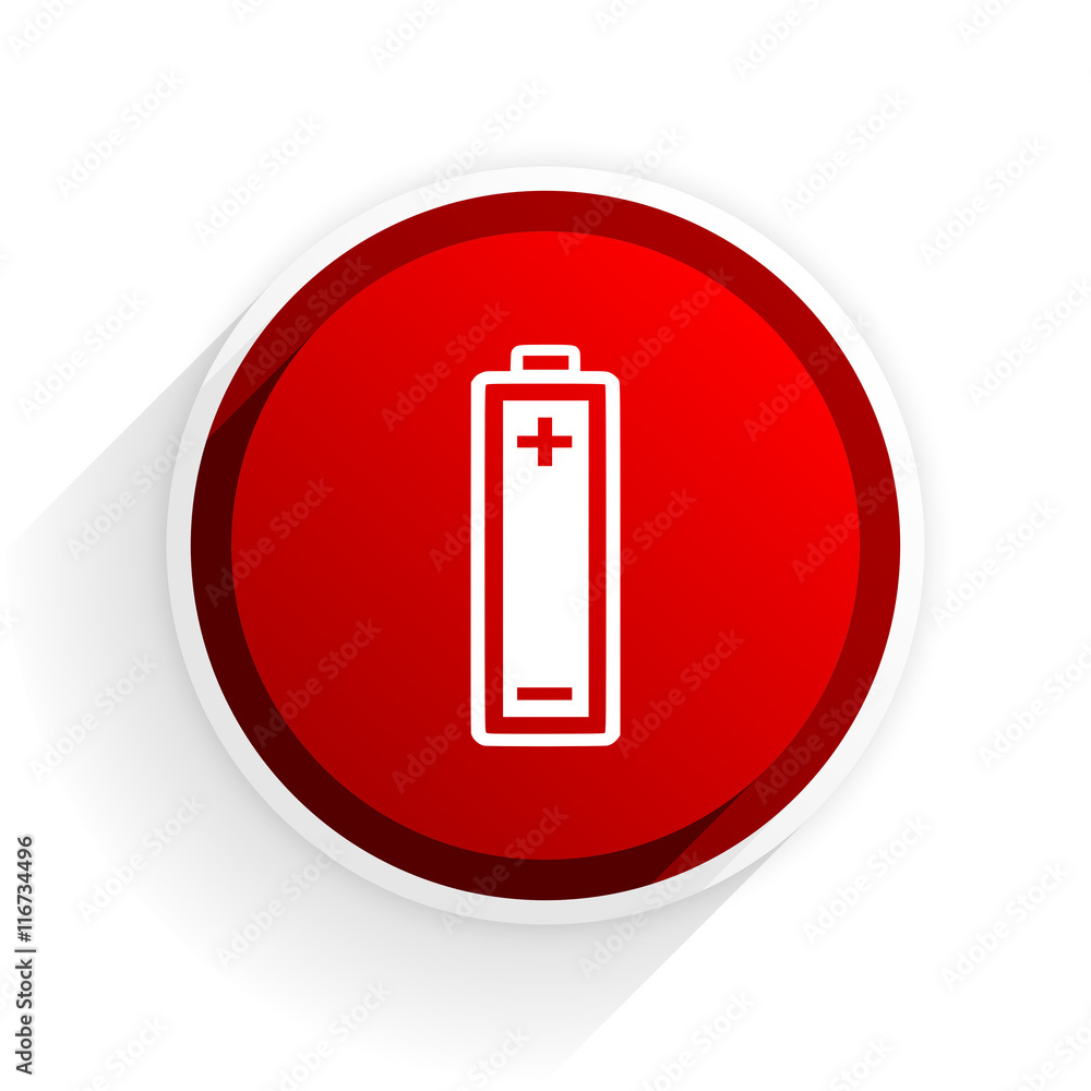 battery flat icon with shadow on white background, red modern design web element battery flat icon with shadow on white background, red modern design web element