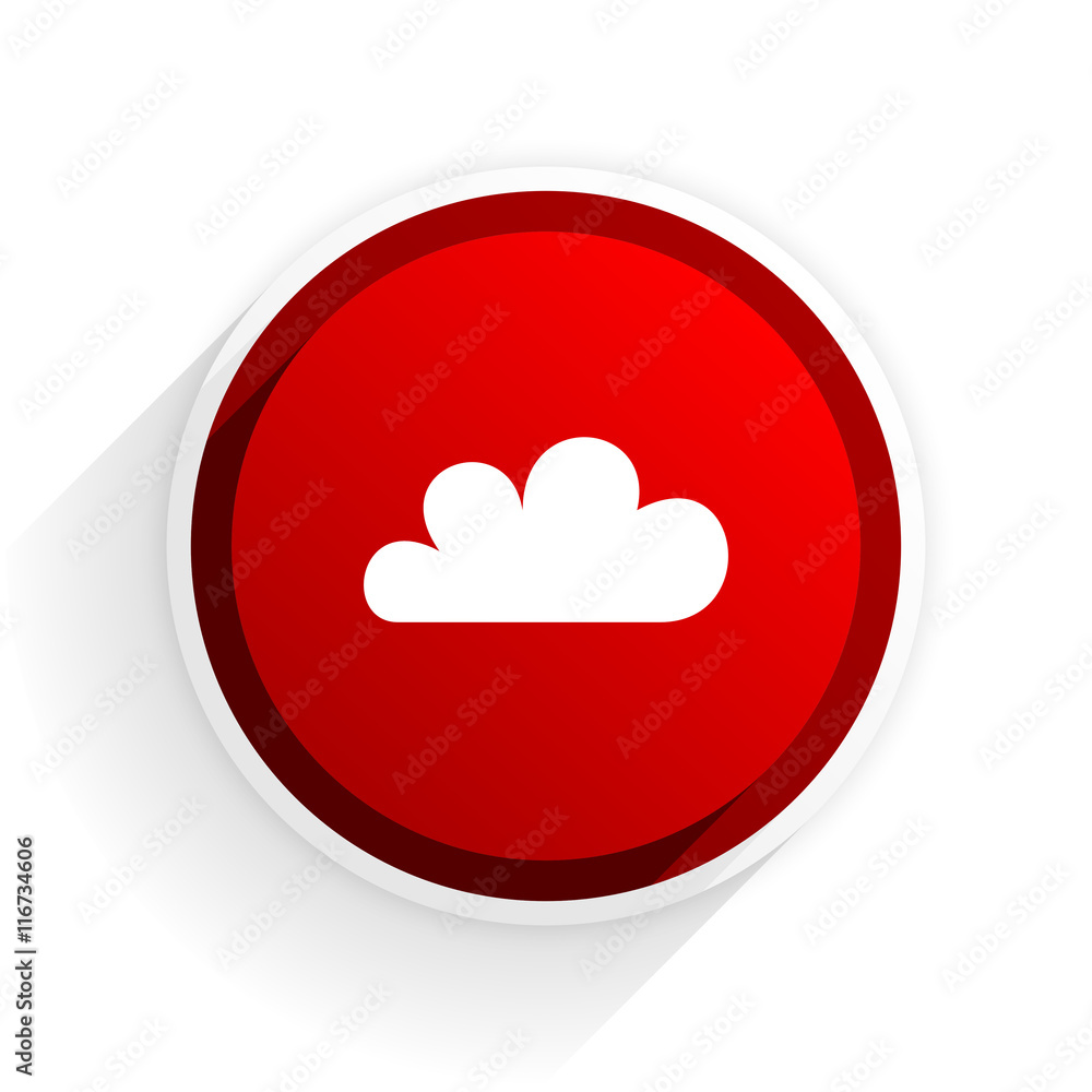cloud flat icon with shadow on white background, red modern design web element cloud flat icon with shadow on white background, red modern design web element