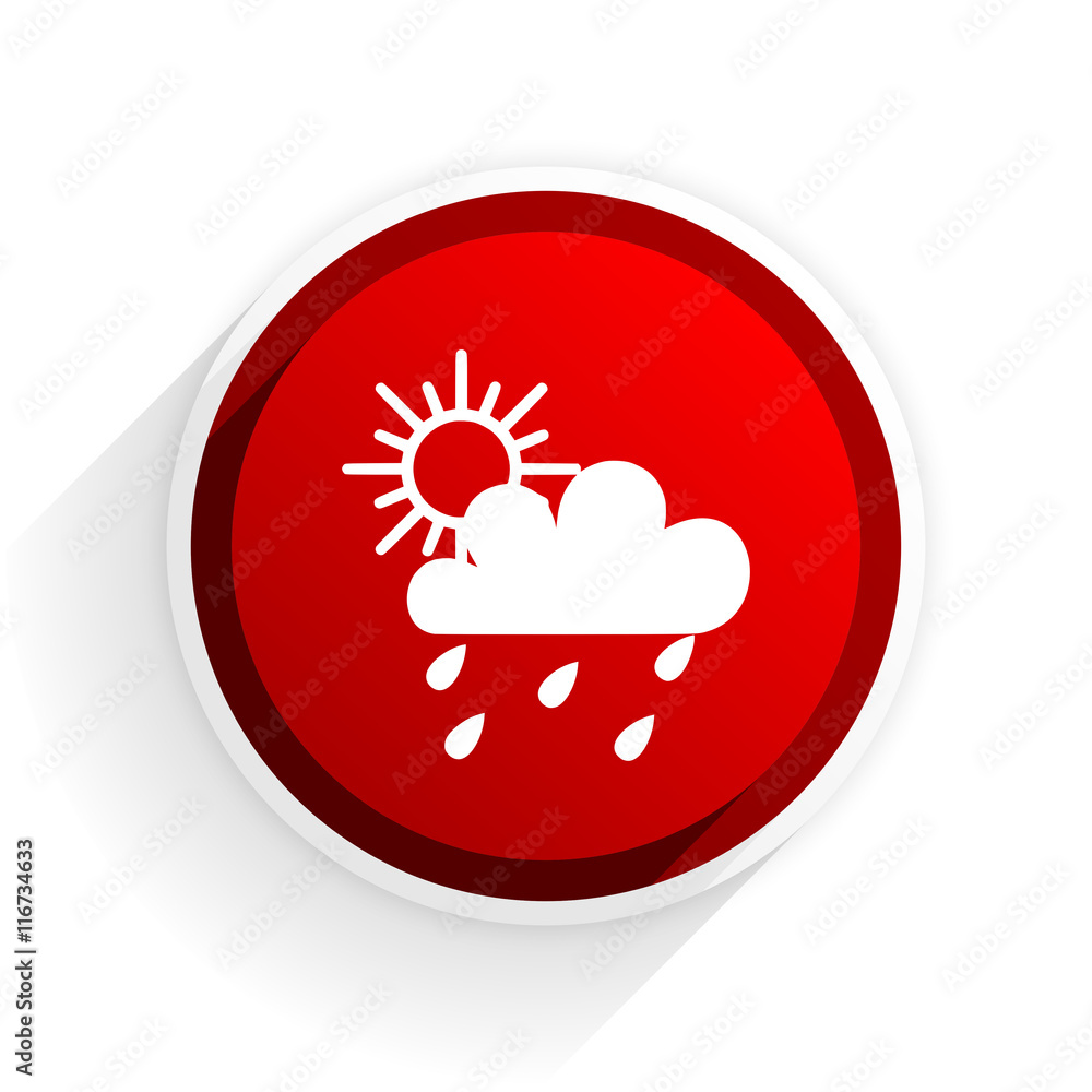 rain flat icon with shadow on white background, red modern design web element rain flat icon with shadow on white background, red modern design web element
