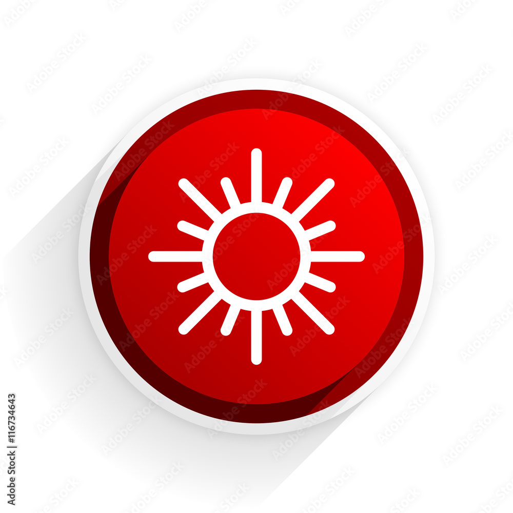 sun flat icon with shadow on white background, red modern design web element sun flat icon with shadow on white background, red modern design web element