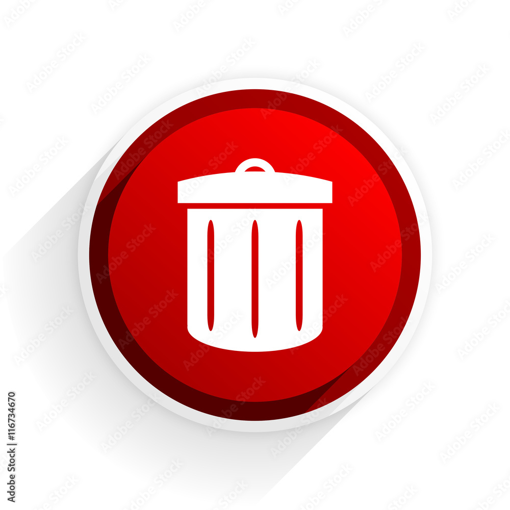 recycle flat icon with shadow on white background, red modern design web element recycle flat icon with shadow on white background, red modern design web element