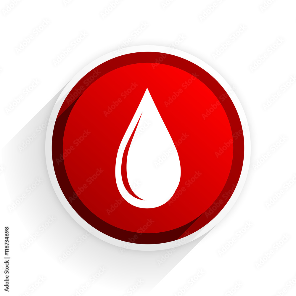 water drop flat icon with shadow on white background, red modern design web element water drop flat icon with shadow on white background, red modern design web element