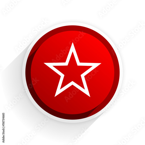 star flat icon with shadow on white background, red modern design web element