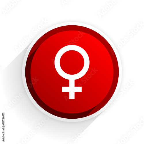 female flat icon with shadow on white background, red modern design web element