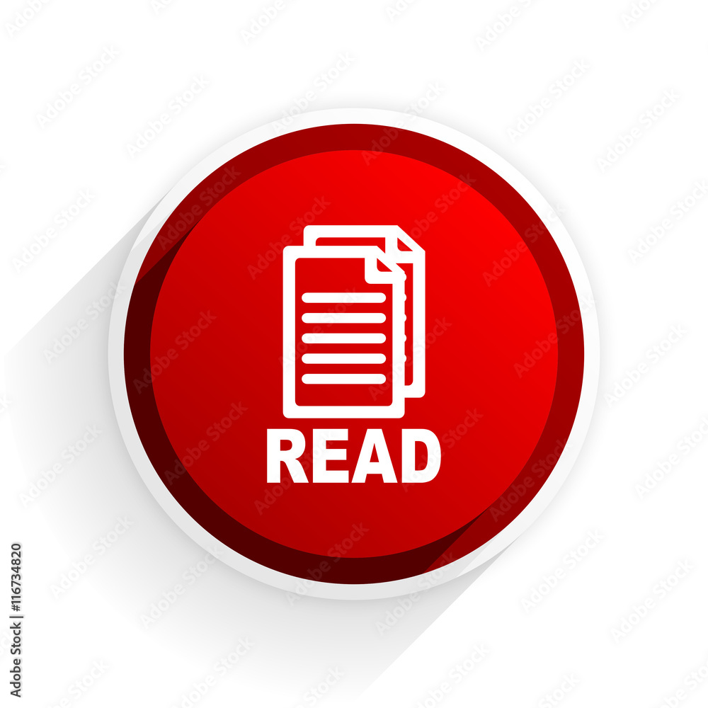 read flat icon with shadow on white background, red modern design web element read flat icon with shadow on white background, red modern design web element