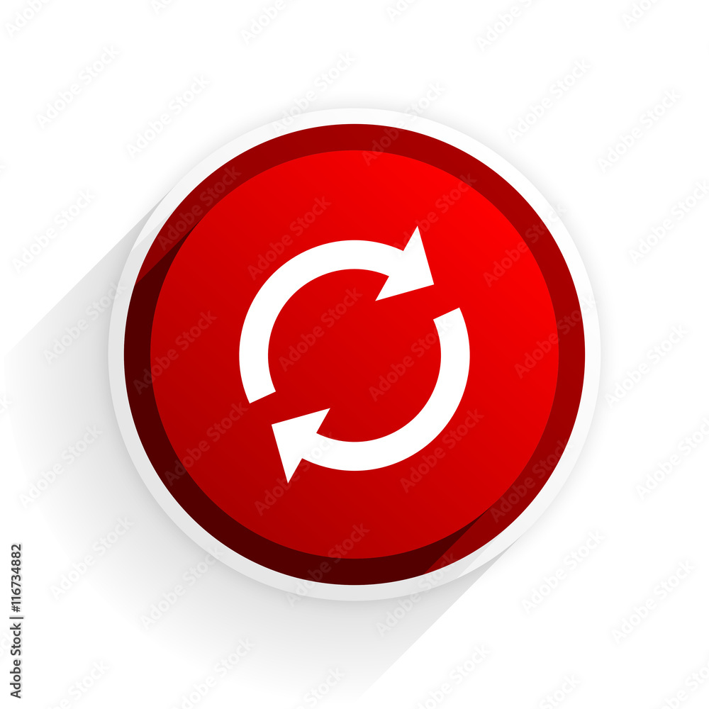reload flat icon with shadow on white background, red modern design web element reload flat icon with shadow on white background, red modern design web element
