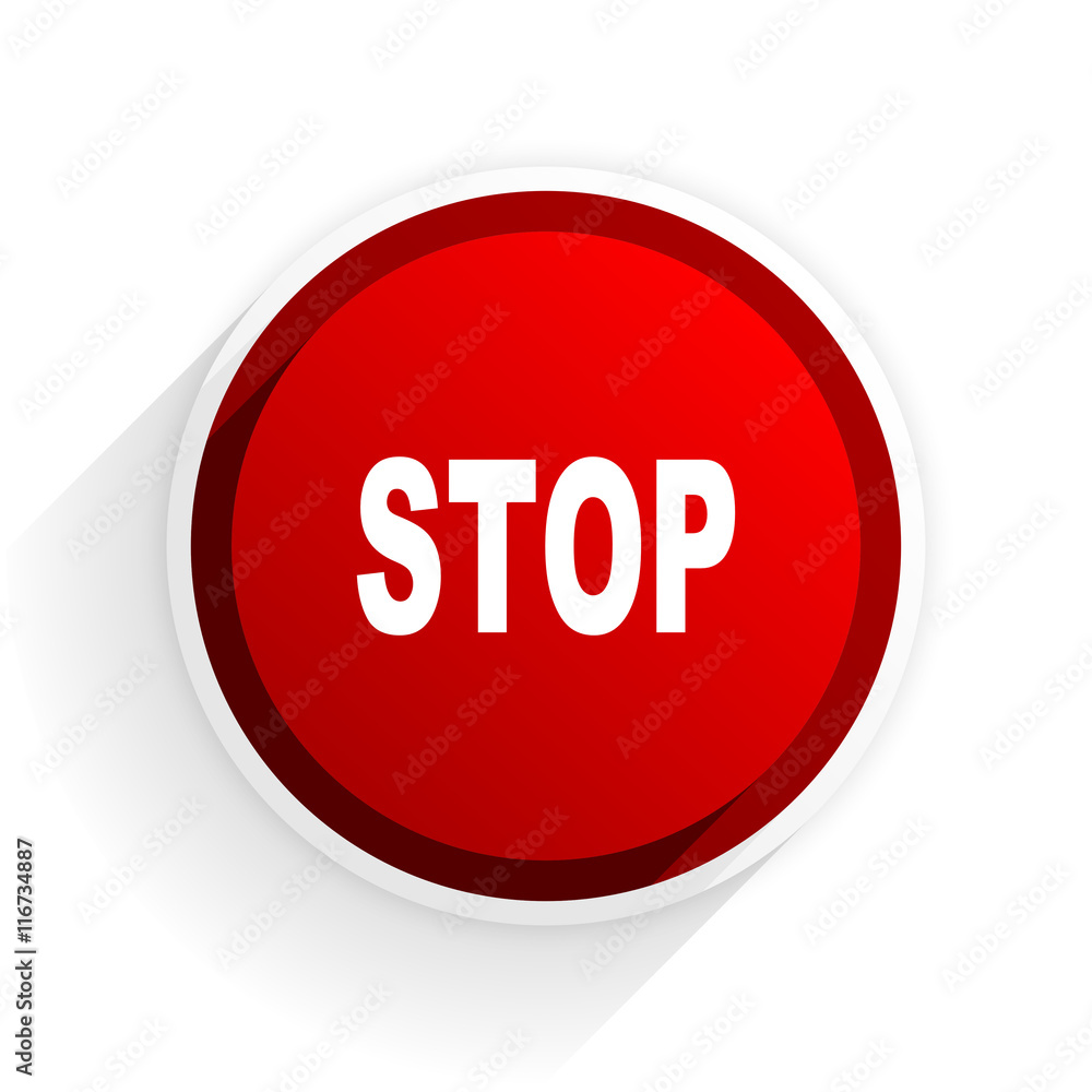 stop flat icon with shadow on white background, red modern design web element stop flat icon with shadow on white background, red modern design web element