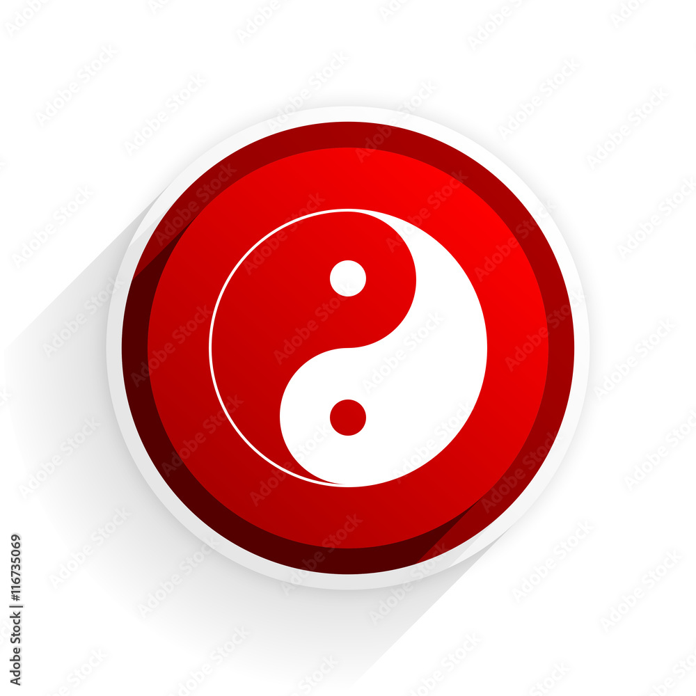 ying yang flat icon with shadow on white background, red modern design web element ying yang flat icon with shadow on white background, red modern design web element