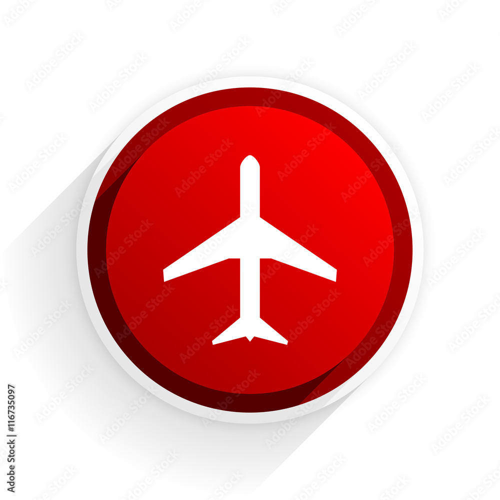 plane flat icon with shadow on white background, red modern design web element plane flat icon with shadow on white background, red modern design web element