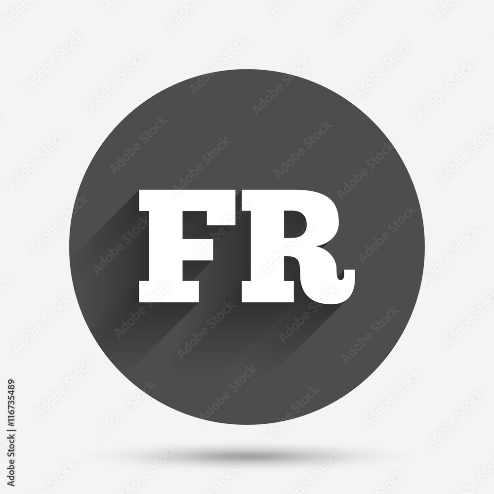 French language sign icon. FR translation. French language sign icon. FR translation.