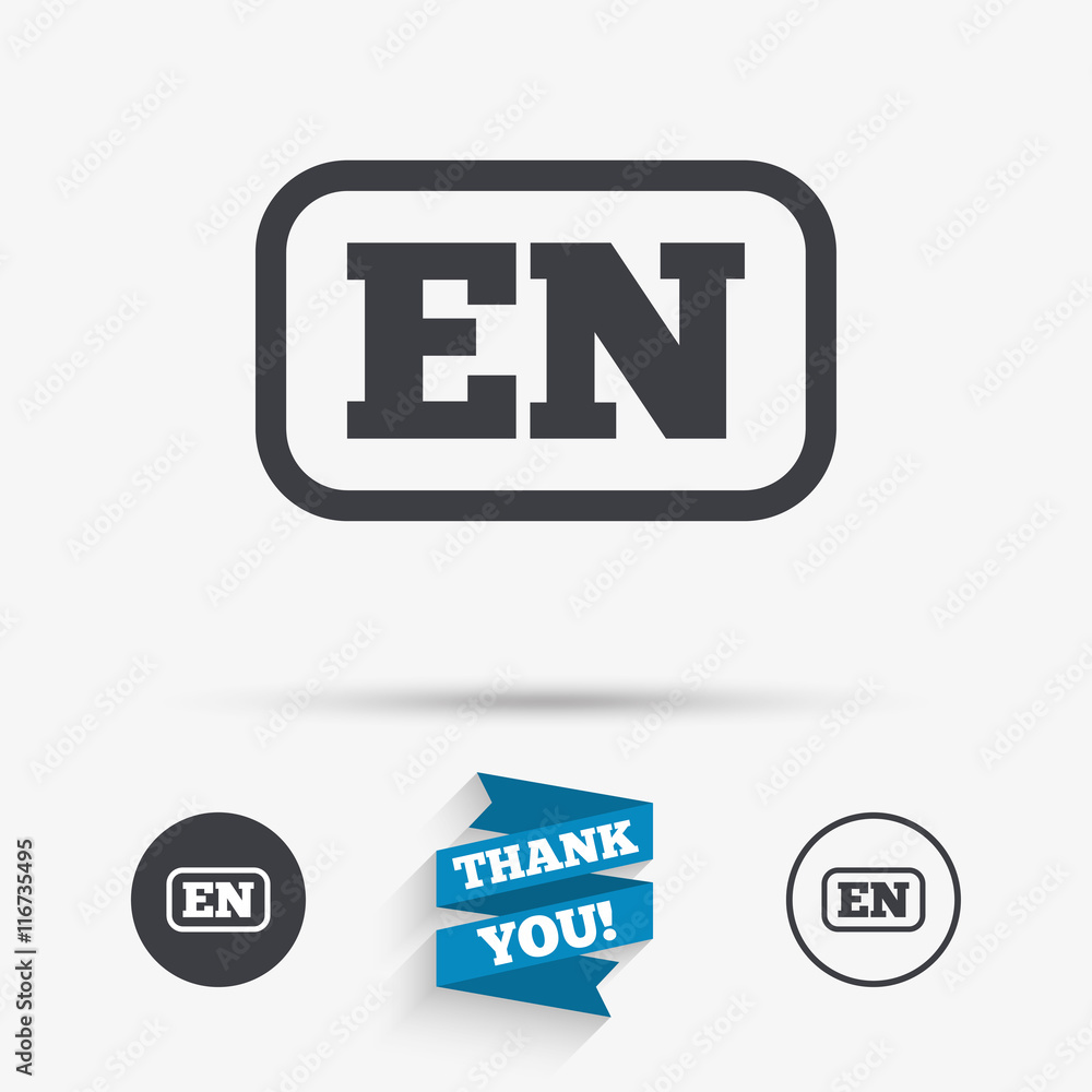 English language sign icon. EN translation. English language sign icon. EN translation.