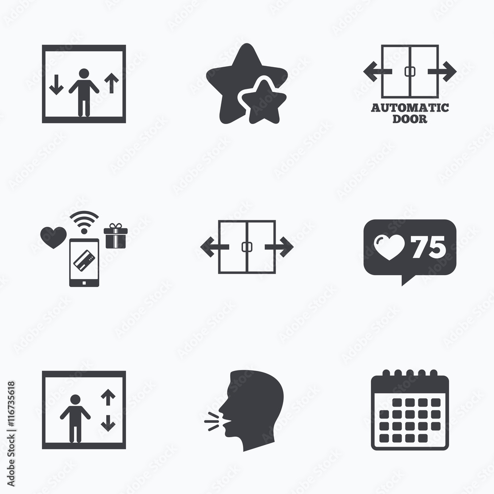 Automatic door icons. Elevator symbols. Automatic door icons. Elevator symbols.