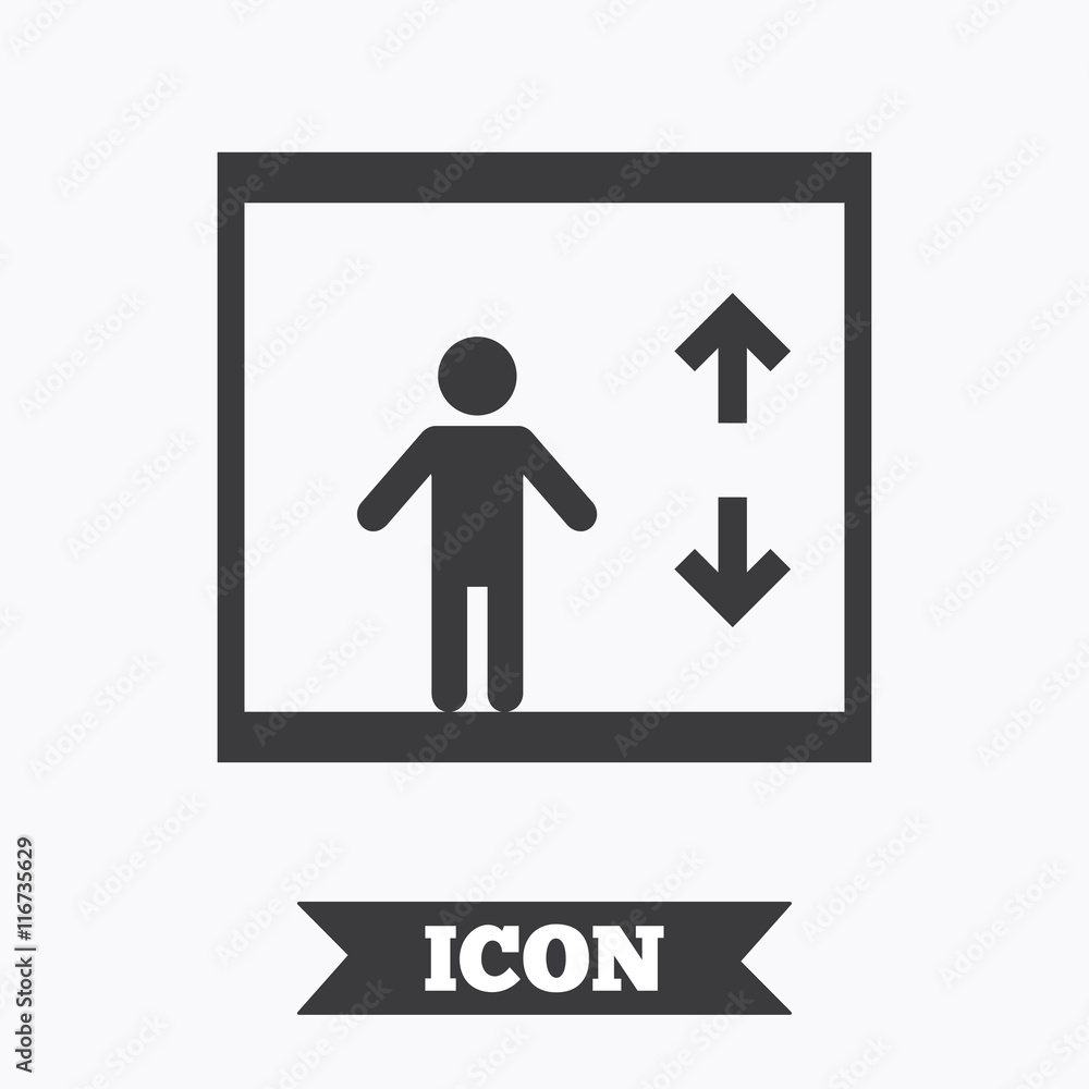 Elevator icon. Person symbol with up down arrows. Elevator icon. Person symbol with up down arrows.