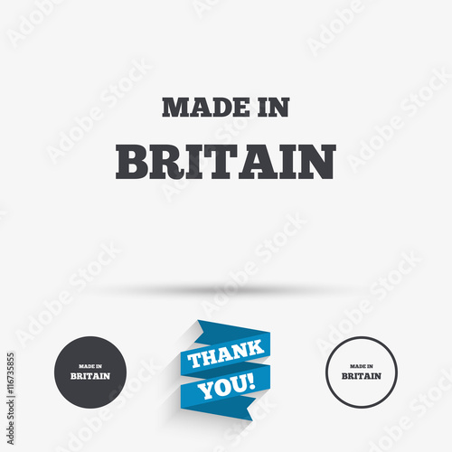 Made in Britain icon. Export production symbol.