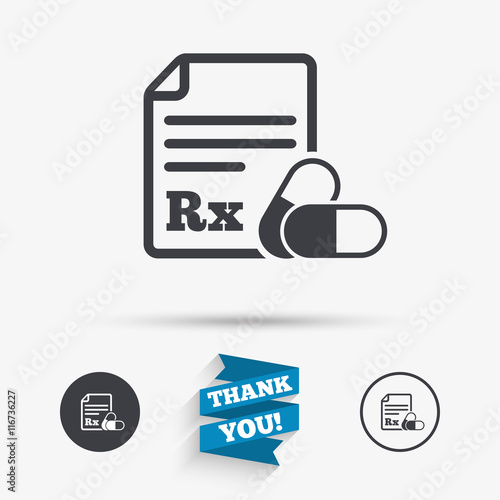 Medical prescription Rx sign icon. Pharmacy.