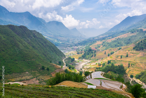 Wallpaper Mural Traditional Vietnamese landscape with mountains and rice paddies Torontodigital.ca