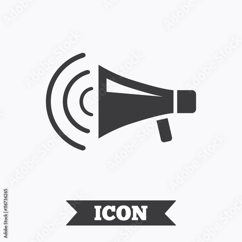 Megaphone sign icon. Loudspeaker strike symbol.