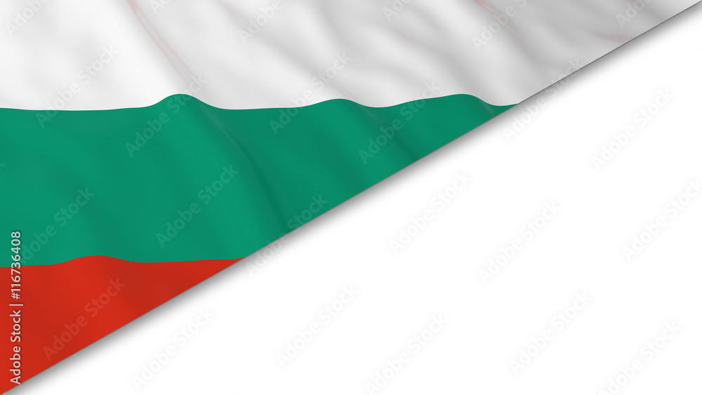 Bulgarian Flag corner overlaid on White background - 3D Illustration