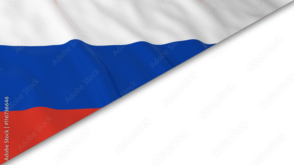 Russian Flag corner overlaid on White background - 3D Illustration Russian Flag corner overlaid on White background - 3D Illustration