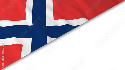 Norwegian Flag corner overlaid on White background - 3D Illustration