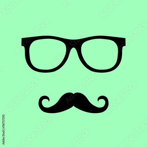 mustache glasses hipster mint color vector