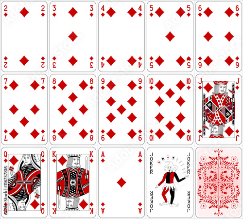 Poker cards diamond set two color classic design