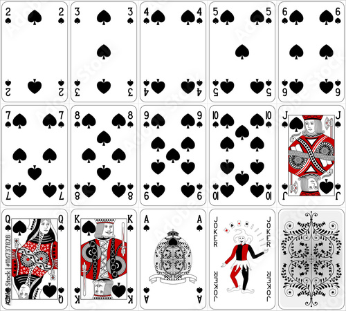Poker cards spade set two color classic design