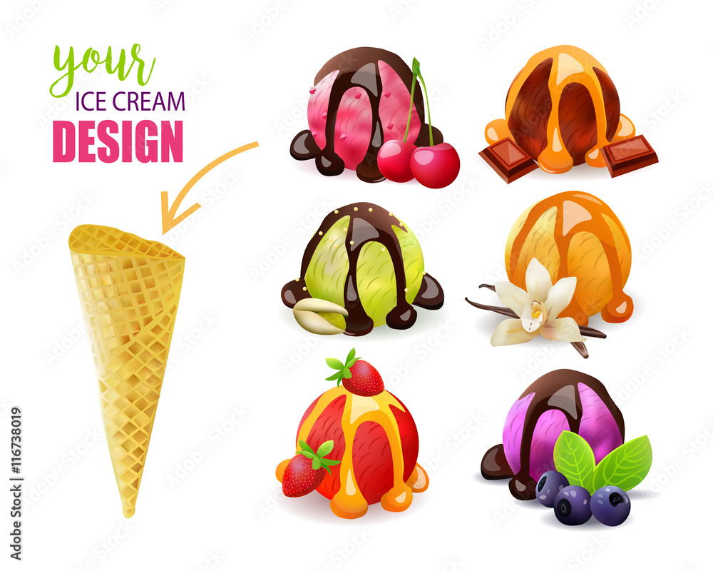 Colorful Ice Cream Scoops Vector Art Design
