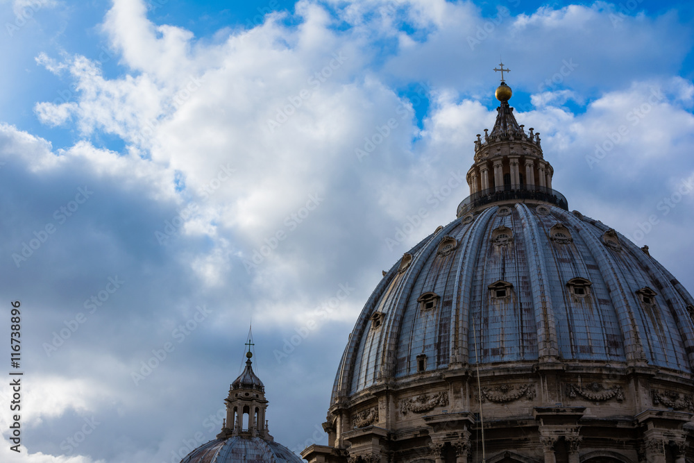 Daytime Top of Vatican Cathedral Dome Rome Italy