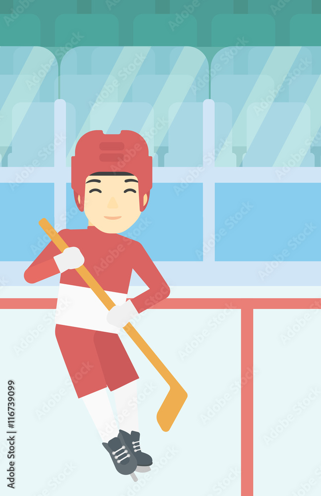 Ice hockey player with stick vector illustration. Ice hockey player with stick vector illustration.