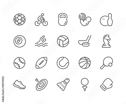 Line Sport Equipment Icons photo