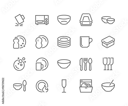 Line Dish and Plates Icons photo