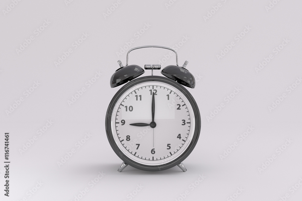 3D rendering of a black alarm clock 3D rendering of a black alarm clock