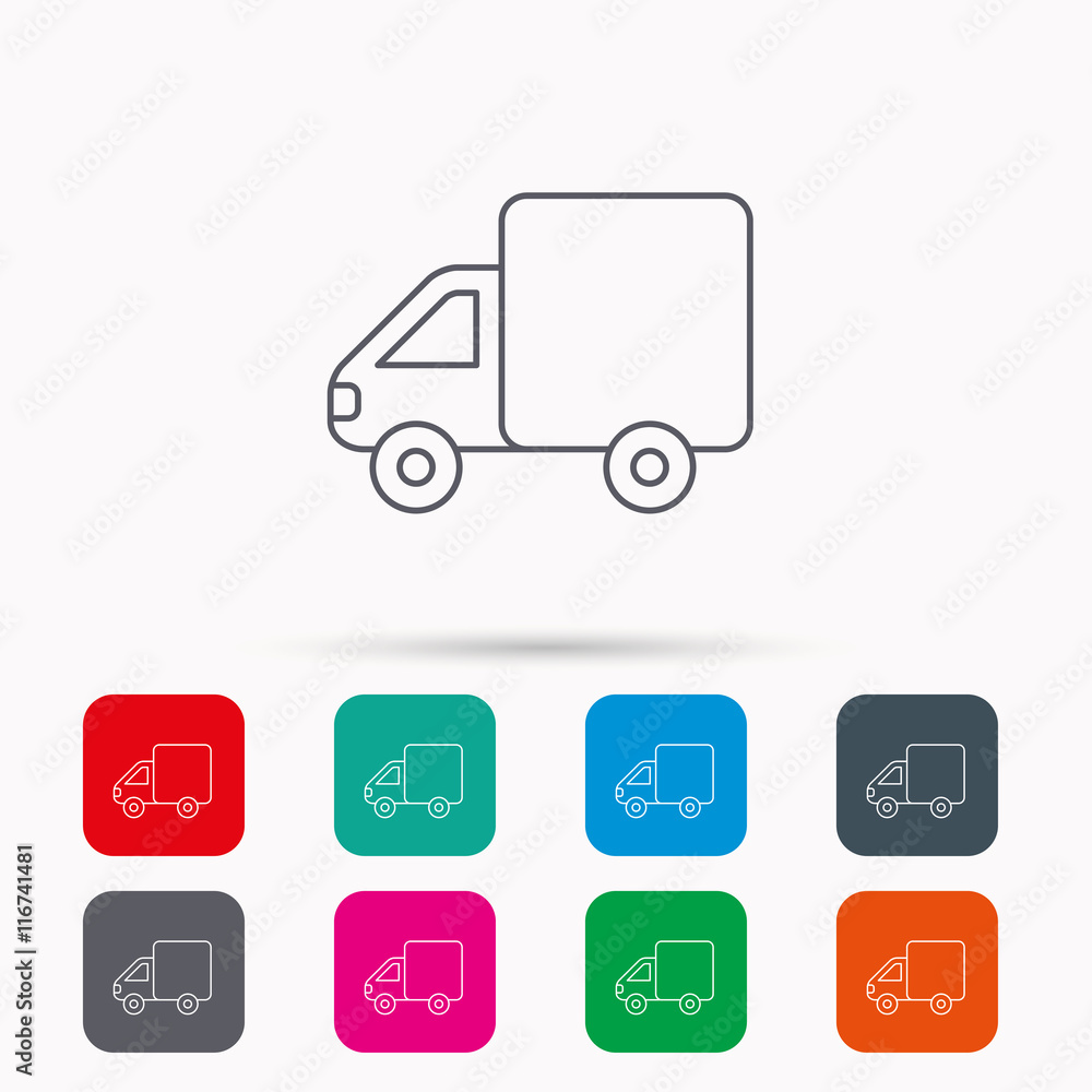 Delivery truck icon. Transportation car sign.