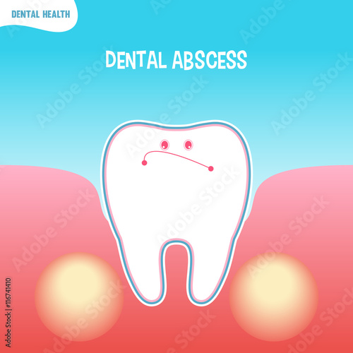 Cartoon bad tooth icon with dental abscess