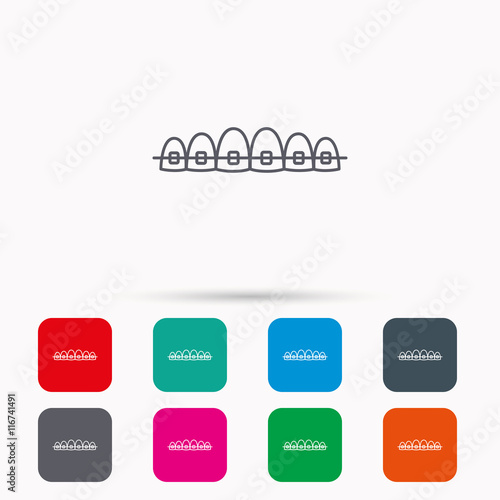 Dental braces icon. Teeth healthcare sign.