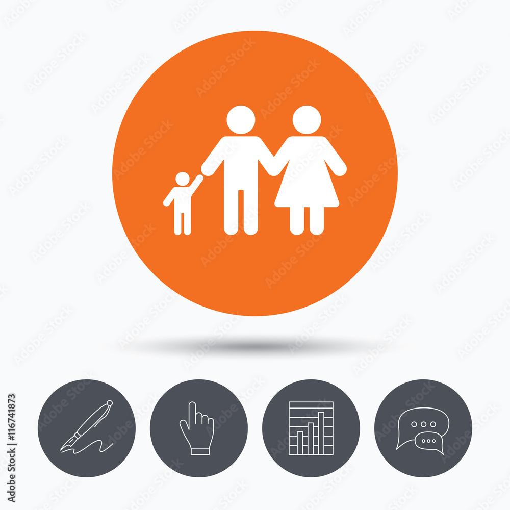 Family icon. Father, mother and child sign. Family icon. Father, mother and child sign.