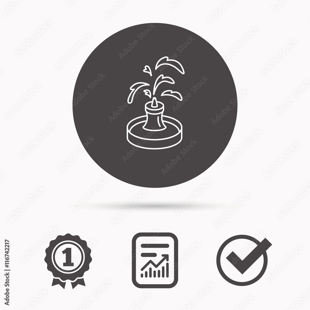 Fountain icon. Water in park sign. Fountain icon. Water in park sign.