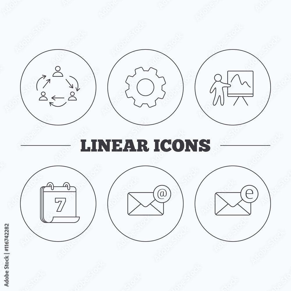 Teamwork, presentation and e-mail icons. Teamwork, presentation and e-mail icons.