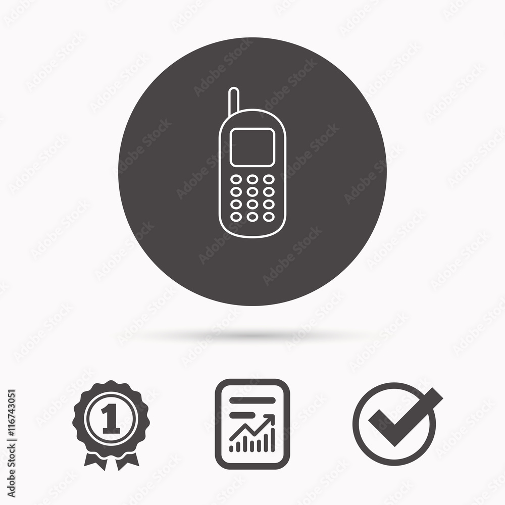 Mobile phone icon. Cellphone with antenna sign. Mobile phone icon. Cellphone with antenna sign.