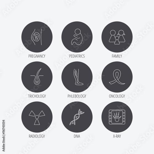Pregnancy, pediatrics and family icons. Medical.